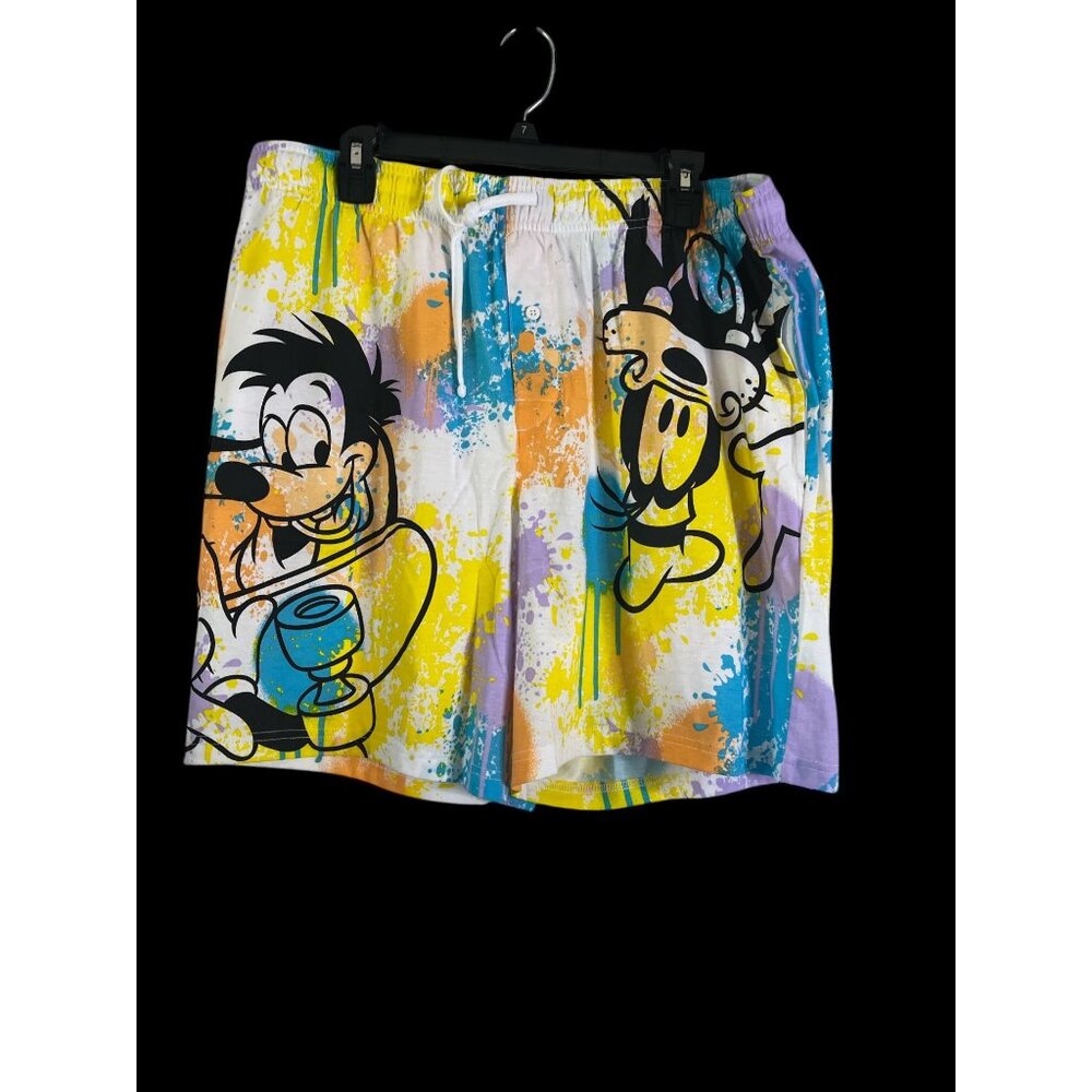 Disney Parks Goofy & Max Uni Lounge/Pajama Shorts Multicolor Paint Splatter XL